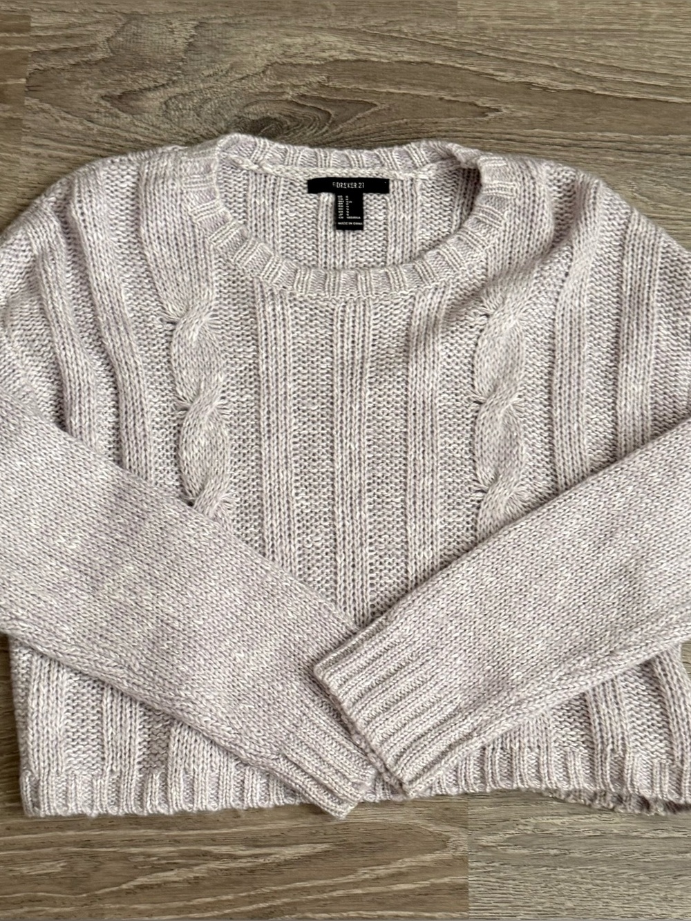 Forever 21 Lavender Cable-Knit Crewneck Sweater